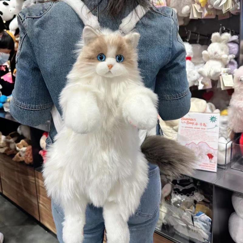 かわいい模擬猫デザイナーバックパック女性かわいいソフトぬいぐるみトレンディなバックパック財布女性のためのスクールバッグギフト女の子のための