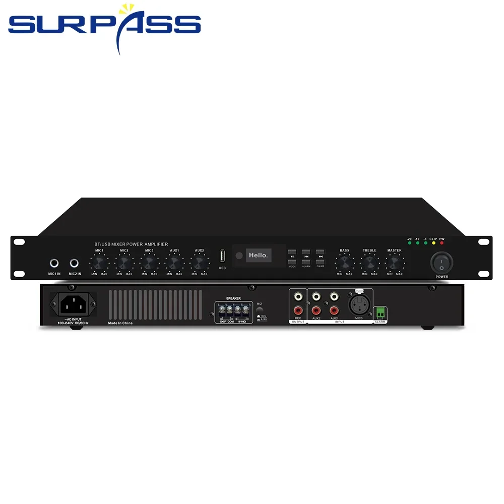 ホームシアターサウンドシステム 100V/70V/4-16 オームアンプ PA システム内蔵クラス D パワーアンプオーディオアンプ学校ショップホーム
