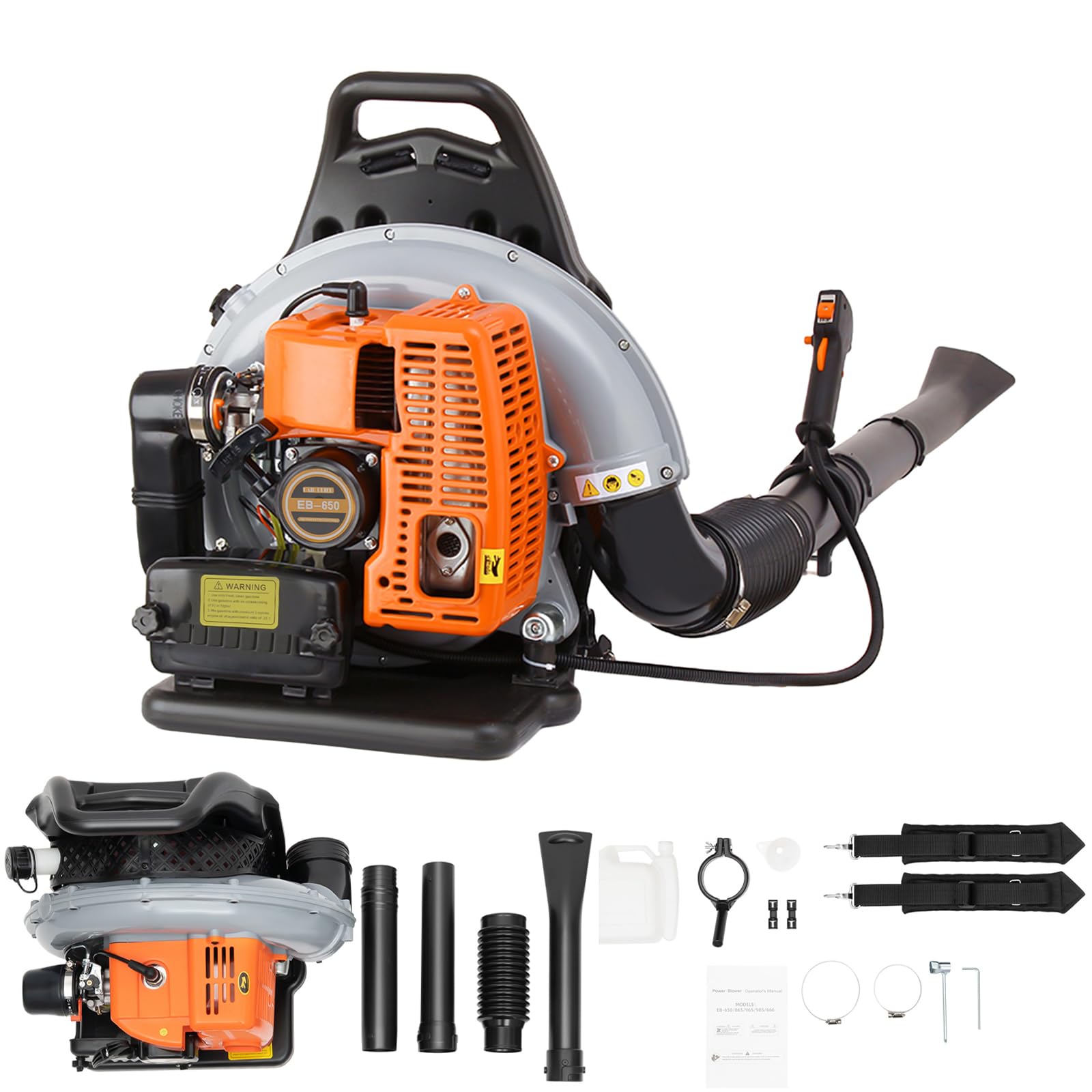 新しい 63CC 2 ストローク バックパック ガスリーフブロワー、4.3HP、850CFM 商業用、落ち葉や雪の除去を含む道路清掃用