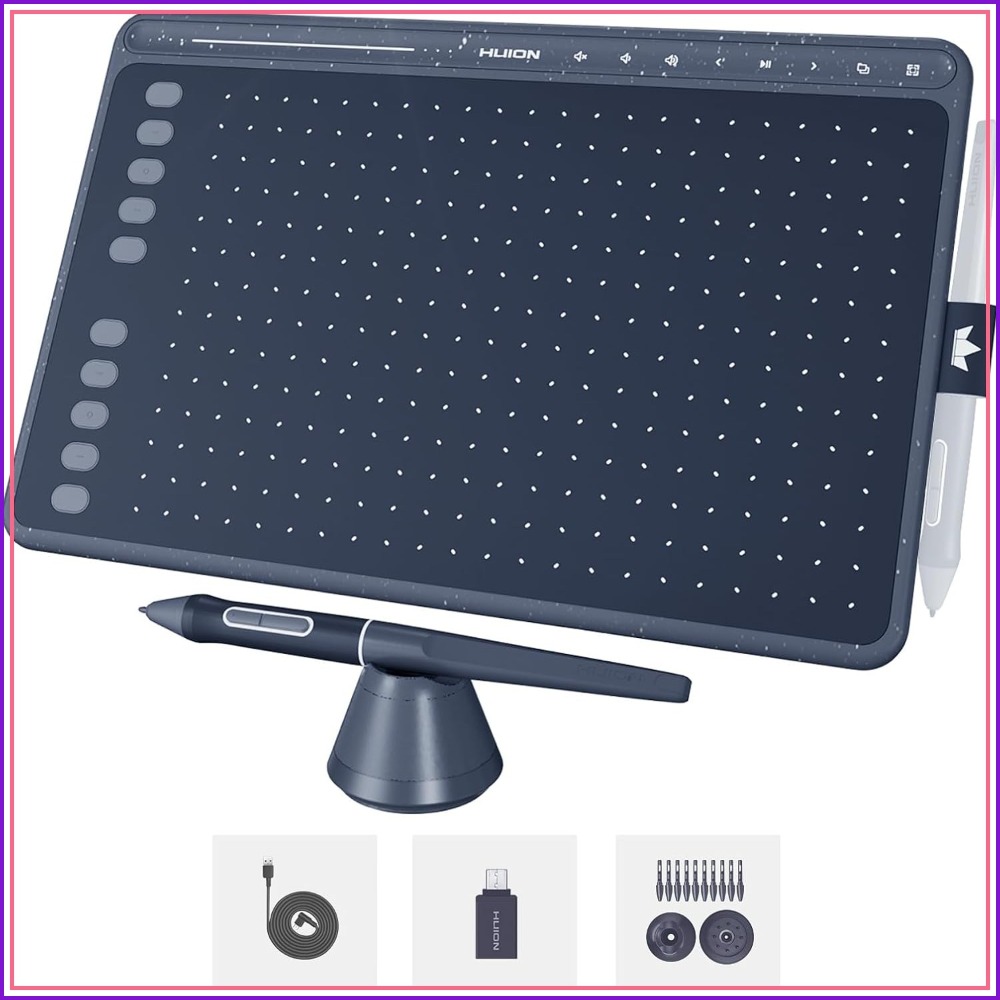 バッテリ不要のスタイラス 8192 圧力チルト付きグラフィック描画タブレット、8 つのマルチメディア キー、10 個のホット キーおよびタッチ リング付き 10x6 インチ描画パッド、Android サポート