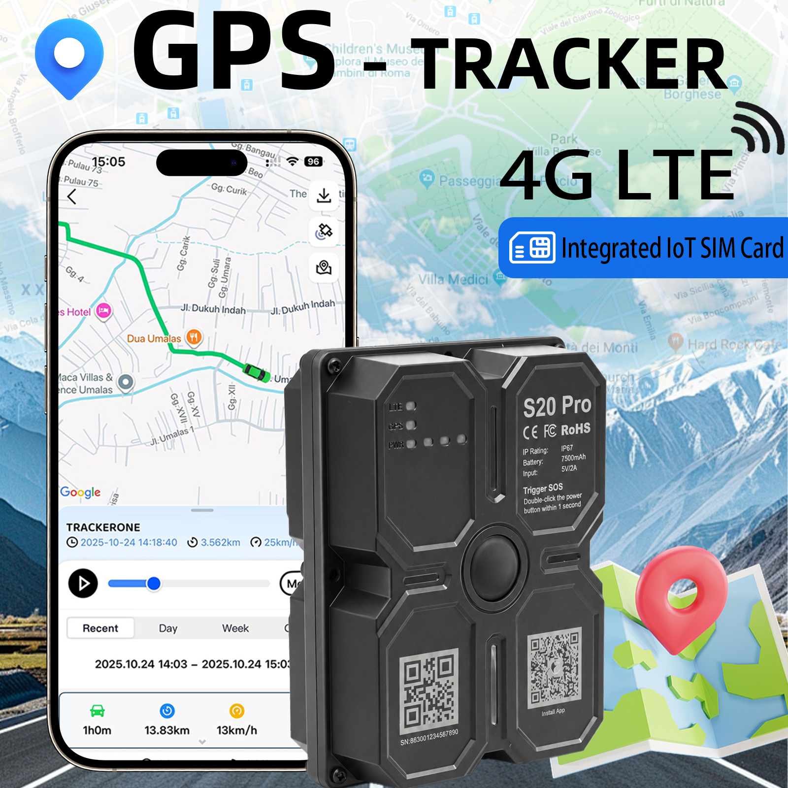 4 グラム GPS トラッカー車トラッカーマグネット 7500mAh GPS トラッカー 4 グラム GPS ロケーター防水車両ロングスタンバイバッテリーリアルタイム位置
