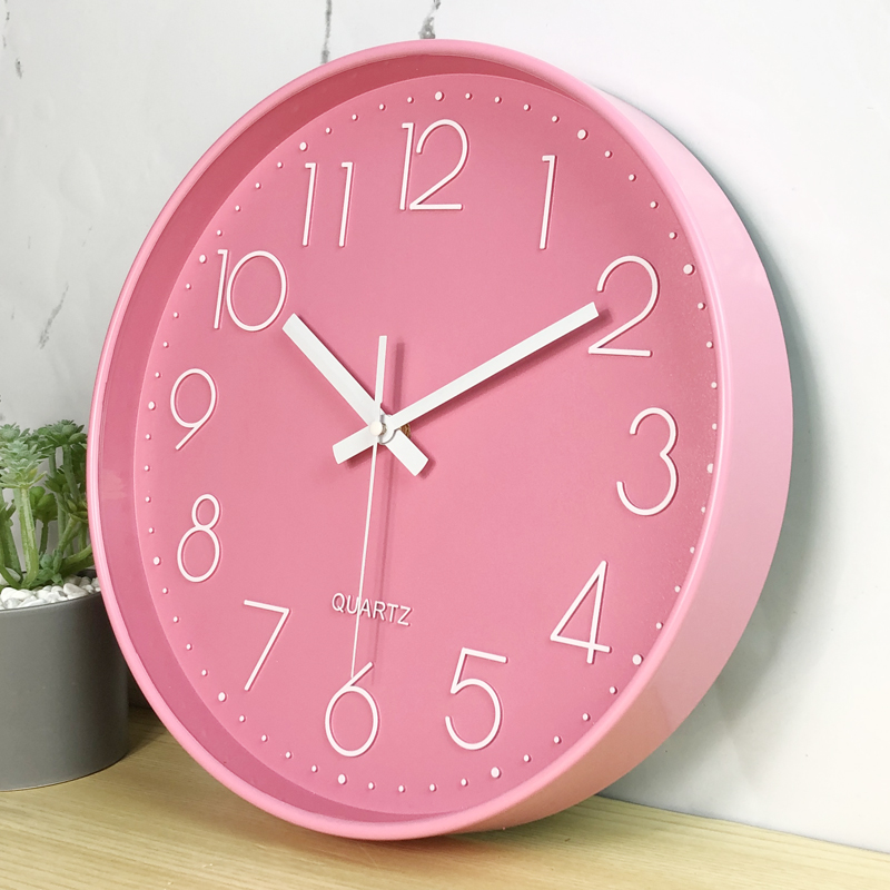 12inch Creative Pink Wall Clock Modern Silent Bedroom Living Room Clocks Wall Watches Home Decor Kitchen Clock Gift