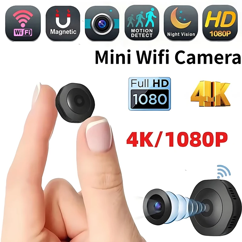 4K 1080p HD ミニワイヤレスカメラポータブルカム不可視ナイトバージョンビデオカメラ Wifi リモートモニタービデオボイスレコーダーカメラ