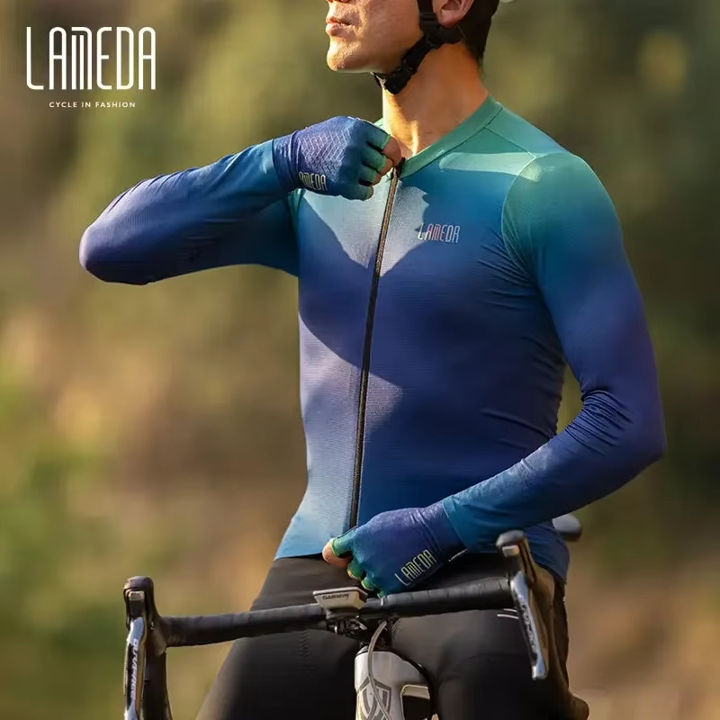 LAMEDA プロフェッショナルサイクリングジャージ男性のための高弾性長袖服春夏秋防風速乾性 MTB ロード
