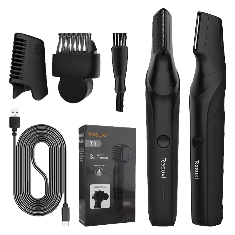 RESUXI T3 メンズ 3 in 1 多機能電気ボディヘアトリマー全身洗えるシェーバーポータブル陰毛バリカンかみそり