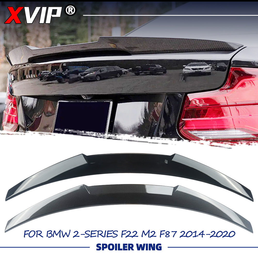 XVIP 光沢のある黒光沢のあるカーボンファイバー M4 スタイルリアスポイラーウイング BMW 2 シリーズ F22 M2 F87 2014-2020
