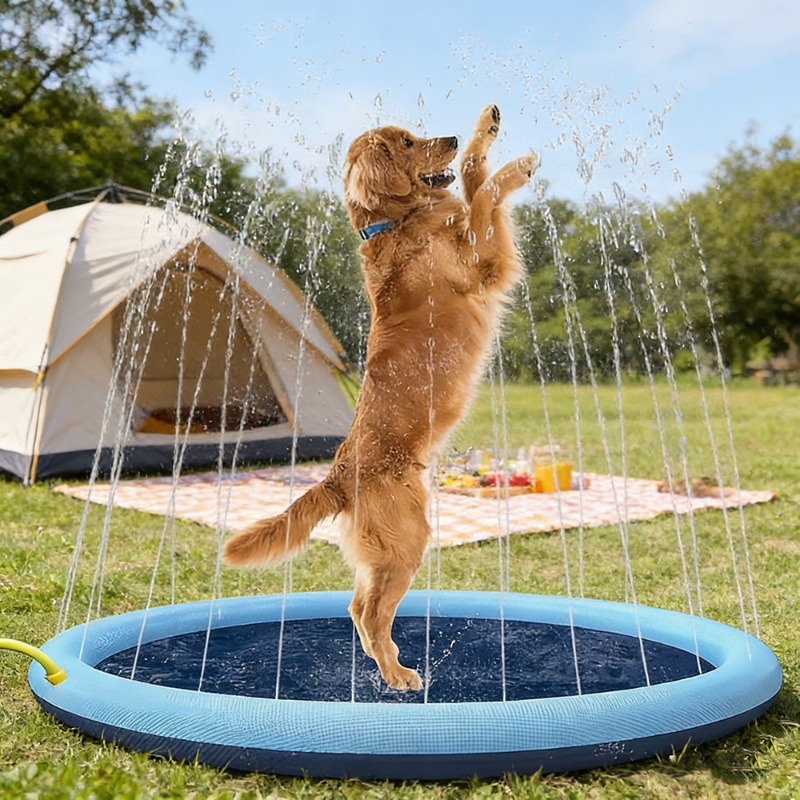 大型インフレータブル犬プール 200/150/100 センチメートル屋外スプラッシュパッド冷却水マットペット用インタラクティブ夏遊び噴水庭
