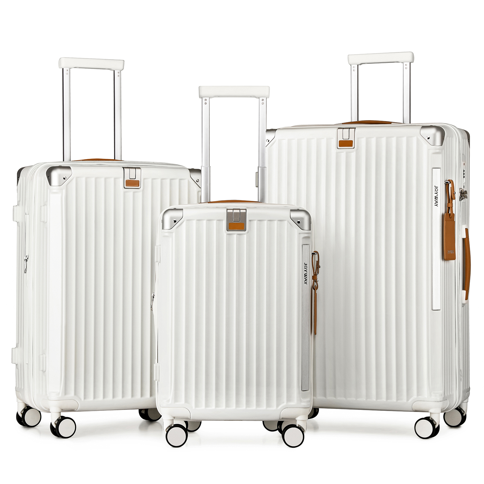 Joyway ラゲッジセット 3 ピース、スマートカップホルダーと USB ポート付き拡張可能なスーツケース、TSA ロック付きハードサイド機内持ち込み検査済み