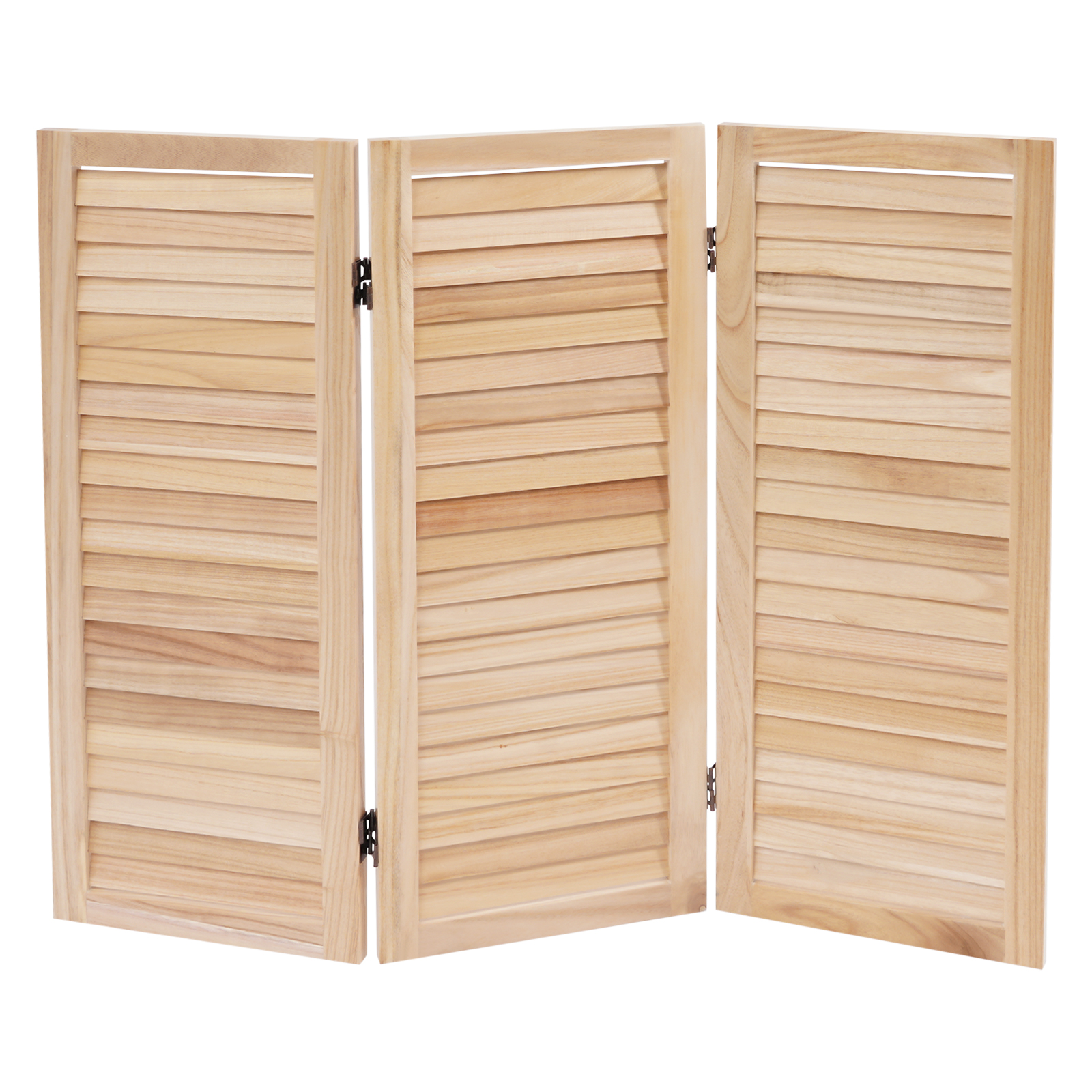 3-Panel Folding Room Divider 81cm Paulownia Wood Privacy Screen with Shutter Design Folding Screen Room Divider for Home & Office Partition