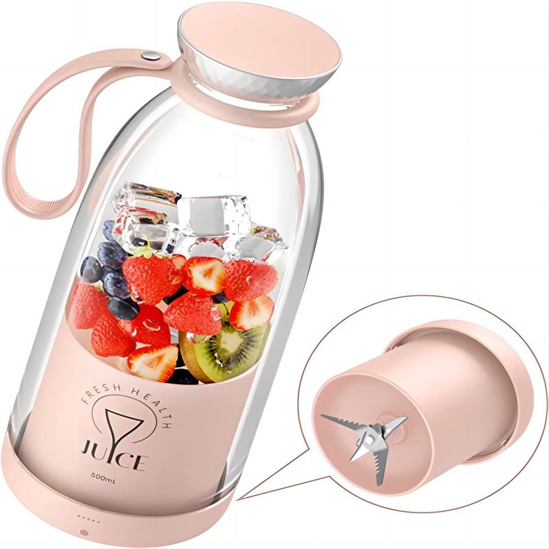 Portable USB juicer Fresh Juice Bottle Blender Plus 500ml  Wireless  Fruit Mixers 6 Blades 2400mAh Food Milkshake Ice Crush Cup