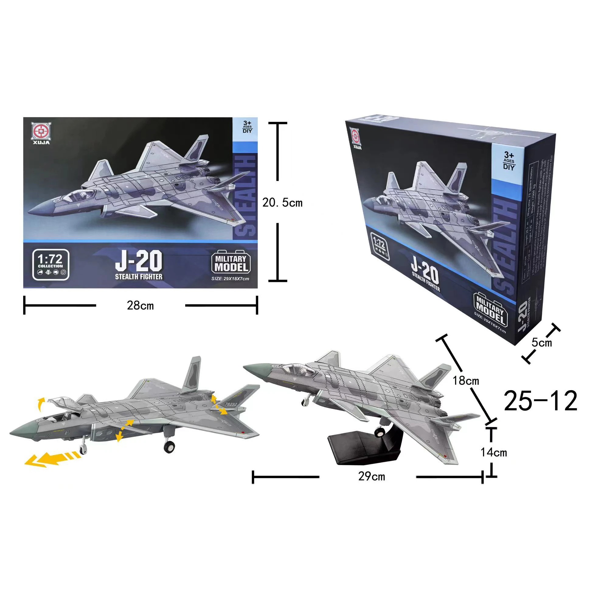 1/72 スケール ABS 航空機 J-20 ステルス戦闘機おもちゃの飛行機子供のための現代軍事モデルビルディングブロック収集ギフトによる Aviatio