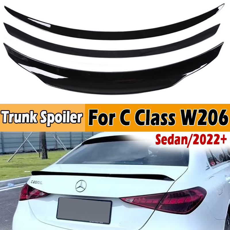 リアテールウィングトランクリッドメルセデスベンツ W206 セダン 2021-2023 C63s PSM AMG スタイルトランクスポイラー光沢のあるブラックカーボンプリント C300