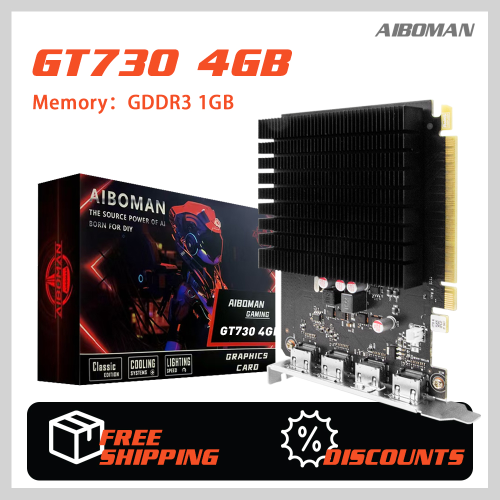 AIBOMAN VGAカード GT730 4GB GDDR3 HDMI*4 ゲーミング/オフィス用グラフィックカード 128ビット PCI Express 2.0 x16