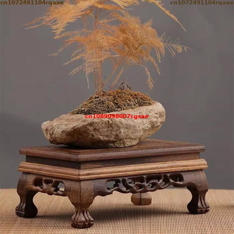 Miniature Wooden Desktop Bonsai Plant Shelf Standing Flower Base Sorting Table Indoor Planter Display Stand Plant Scaffold
