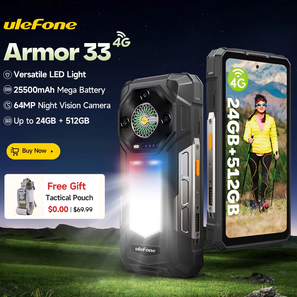 Ulefone Armor 33 4G 頑丈な電話機 25500 mAh 512GB ROM 最大 24GB RAM 120Hz 6.59 インチ NFC Android 15 66W スマートフォン グローバル バージョン