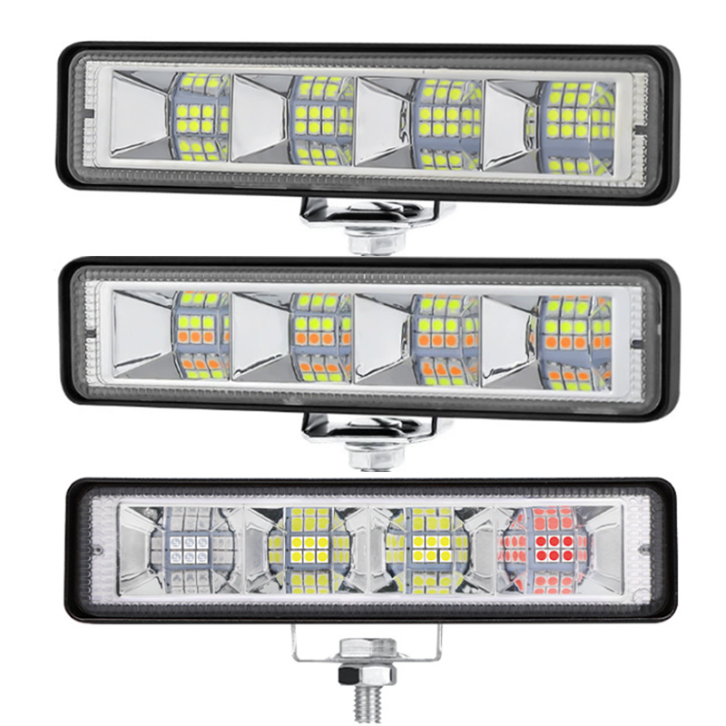 48 ワット 24 LED ライトバー 9V-36V 白黄色ストロボフラッシュ青赤オフロード 4x4 ATV SUV オートバイトラックトレーラーカーアクセサリー