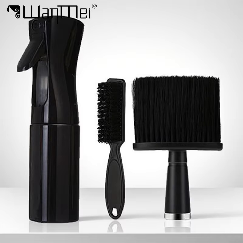 3 ピース/セットヘアカットキットひげシェービングブラシネックダスターミスト水スプレーボトルポータブルひげヘアスタイリングアクセサリーサロン