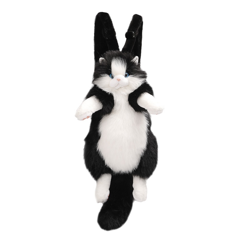 長髪ふわふわ猫人形バックパックラグドール猫超リアルなぬいぐるみ猫バックパック取り外し可能なショルダーストラップ旅行収納