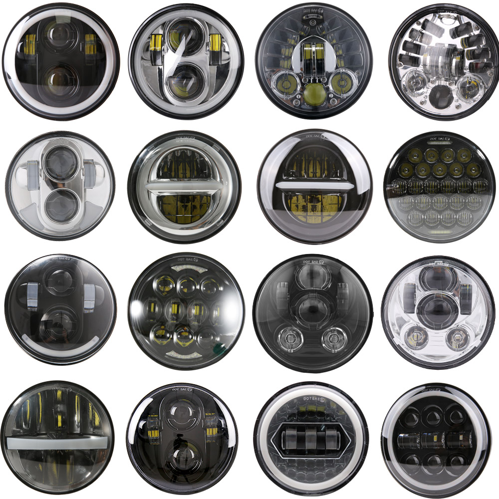 Universal 5 3/4 Inch 5.75" Led Car Motorcycle Headlight H4 Phare Farol Moto Headlamp Head Light For Harley Indian Scout Honda