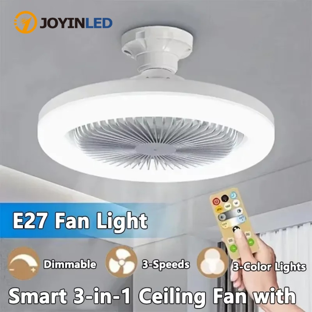 JOYINLED 3 In 1 シーリングファン リモコン付き 照明 E27 変換ベース 照明ベース 寝室やリビングルームに最適
