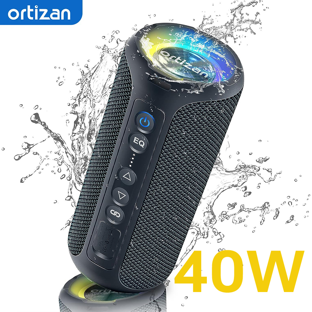 Ortizan 40 ワットポータブルスピーカー Bluetooth 5.3 低音サブウーファーワイヤレス IPX7 防水 TWS アウトドアトラベルスピーカー Suporrt TF/AUX