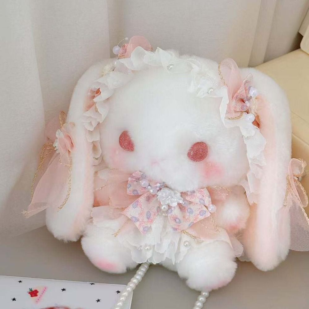 かわいいバニーぬいぐるみバッグプリンセススイートショルダーバッグロリータ長耳ウサギクロスボディバッグ