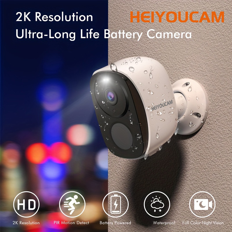 セキュリティカメラ ワイヤレス屋外、2K 3MP バッテリー駆動 WiFi セキュリティカメラ スポットライトサイレン付き、双方向オーディオ、防水