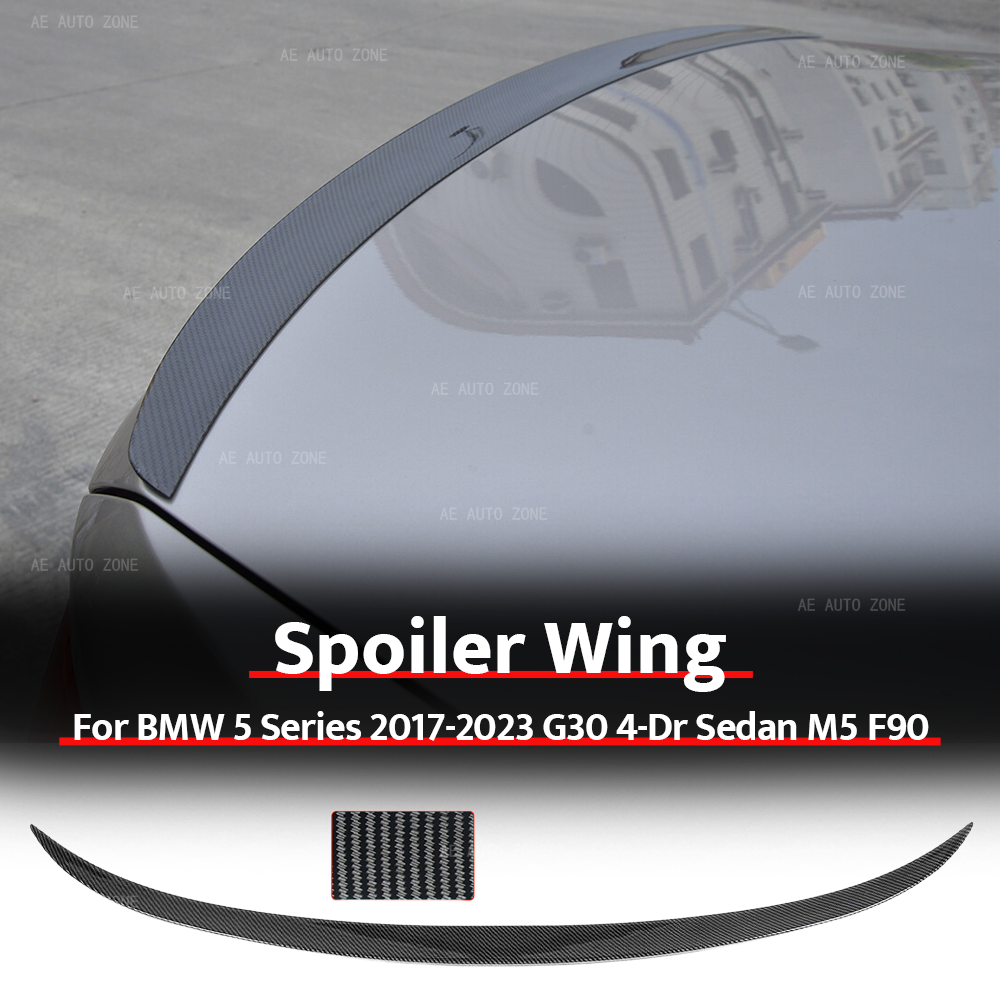 光沢のあるカーボンファイバー M5 スタイルリアスポイラーウイング BMW 5 シリーズ 2017-2023 G30 4 ドアセダン M5 F90 ブーツリップテールゲートウイング
