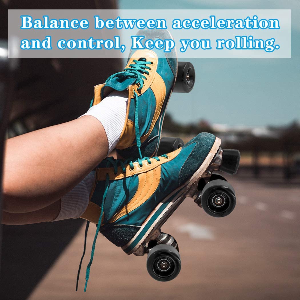 Budget-Friendly 4Pcs Roller Skate Wheels With Bearings For Double Row Skating,Outdoor/Indoor Quad Skates And Skateboard,32Mm X 5