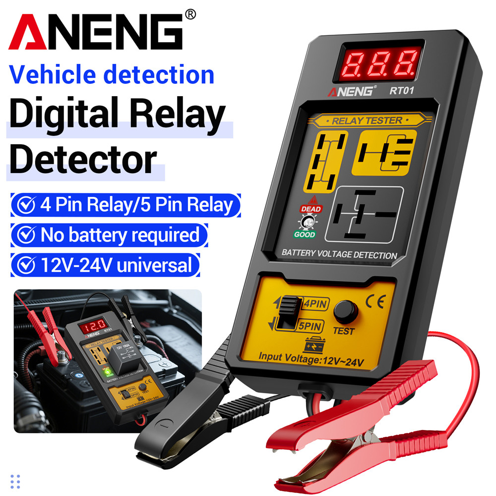 リレー検出器 11-25V ANENG RT01 デジタルユニバーサル 4/5 ピン車のバッテリー車両検出デジタル表示電圧バッテリーテスター