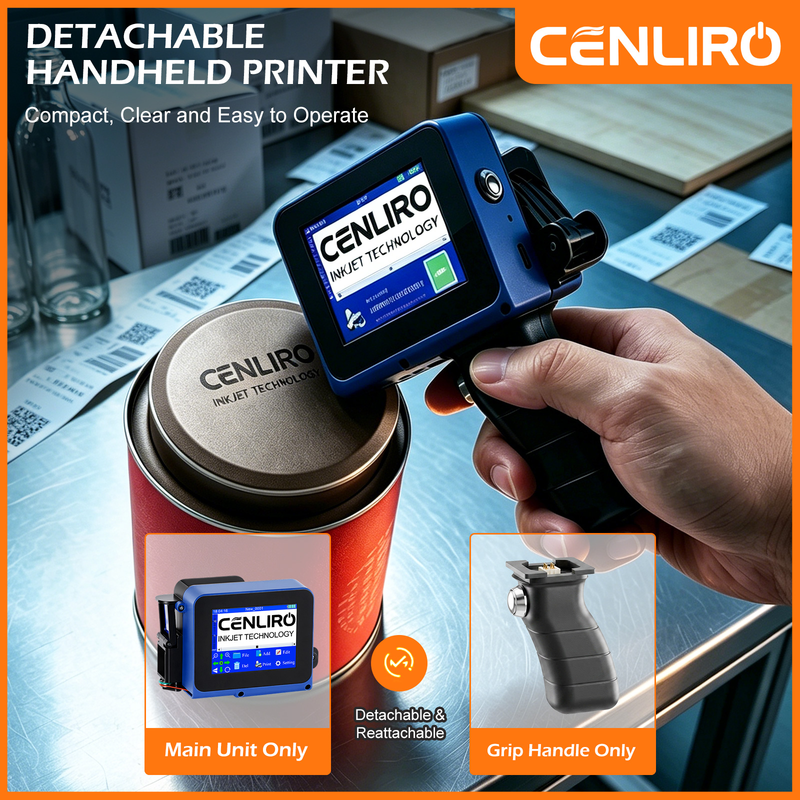 Cenliro CL05P 12.7 ミリメートルポータブルミニハンドヘルドプリンタ取り外し可能な TIJ インクジェットコーディングマシンガラスボトルパッケージバッチ日付