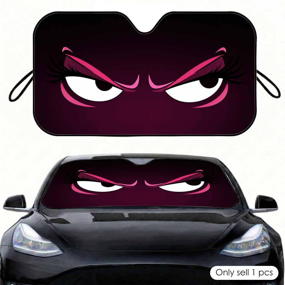 漫画怒った目サンバイザー車のフロントガラスサンシェードフロントウィンドウ UV 保護断熱サンシェードカバー折りたたみ式