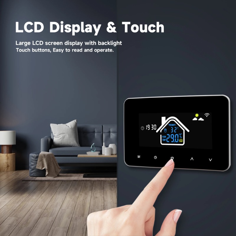 2024 新しいスマートサーモスタット Tuya WiFi 温度コントローラー電気床暖房配管 LCD ディスプレイアリス AlexaGoogleHome 用