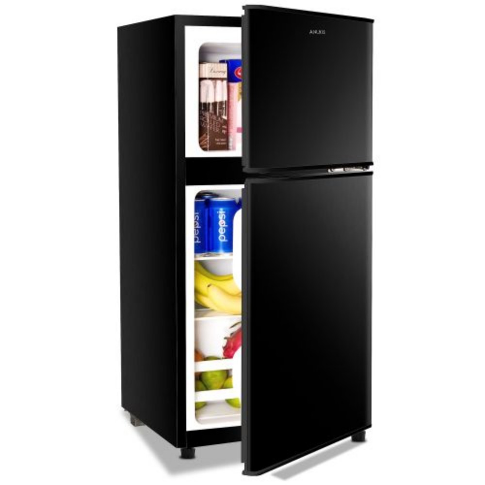 3.5Cu.Ft コンパクト冷蔵庫 ミニ冷蔵庫 冷凍庫付き 小型冷蔵庫 2ドア 7レベルサーモスタット取り外し可能な棚 キッチン、寮、アパート、バー、オフィス用 ブラック