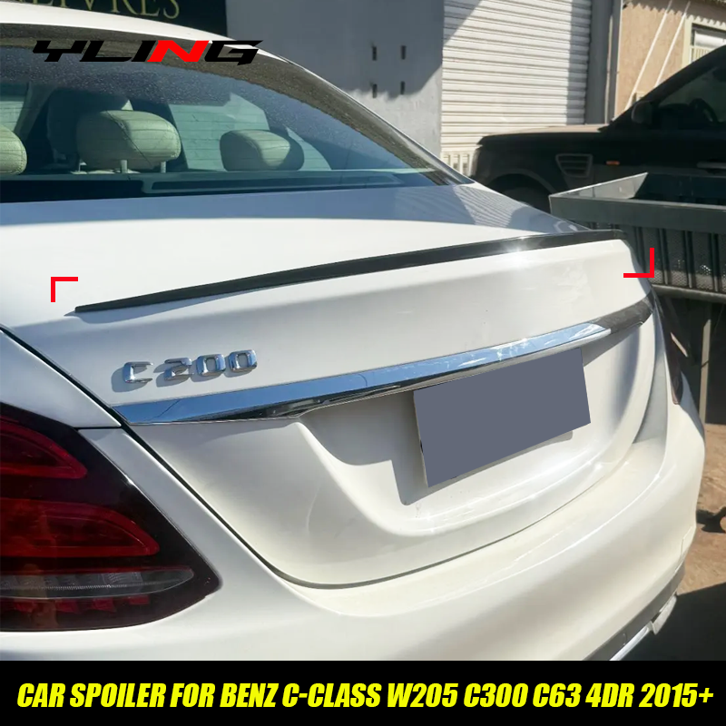 メルセデスベンツアクセサリー C クラス W205 AMG 2015 C43 C63 C200 C250 C300 C400 車のリアトランクスポイラーリップトリムグロスブラックラブ