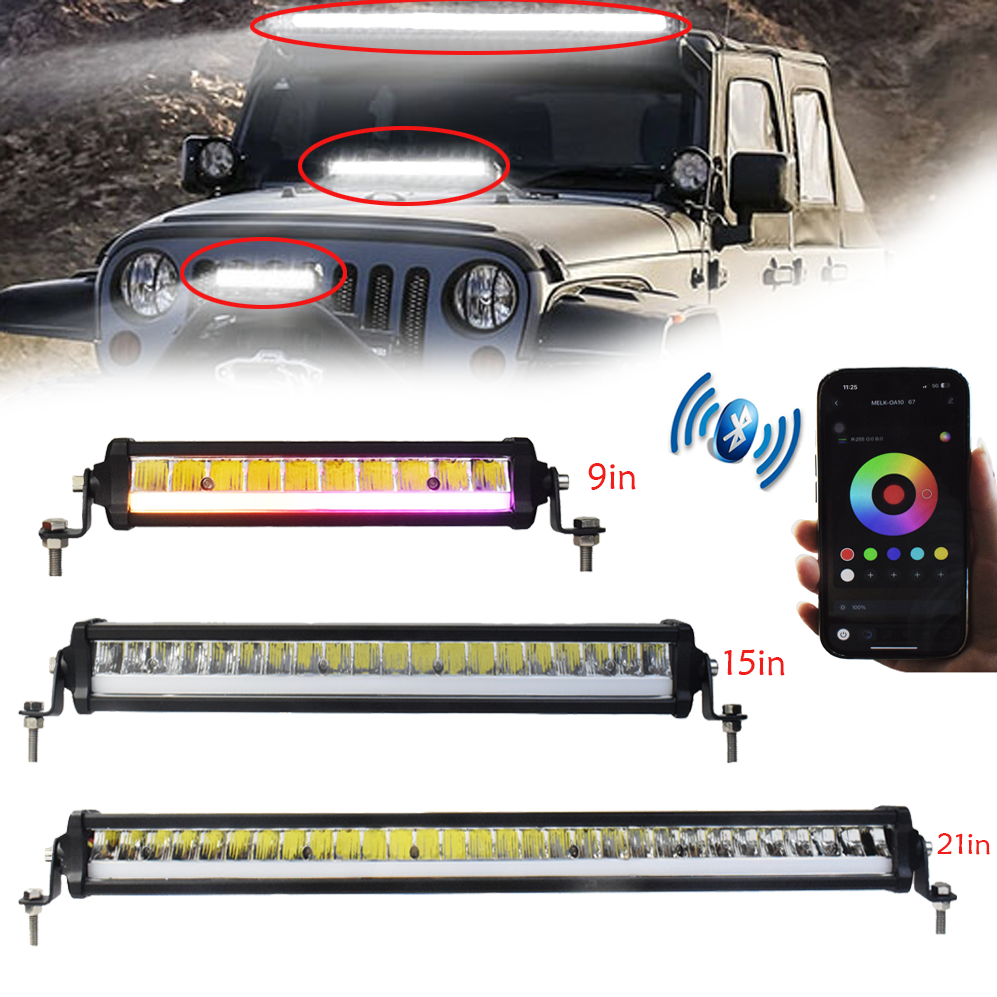JANLN7 LED ライト オフロード ドライビング バー スポットライト 21 「15」 9 「アプリ AI RGB DRL 車 トラック SUV ATV UTV ボート 150W 100W 50W 12V 24V