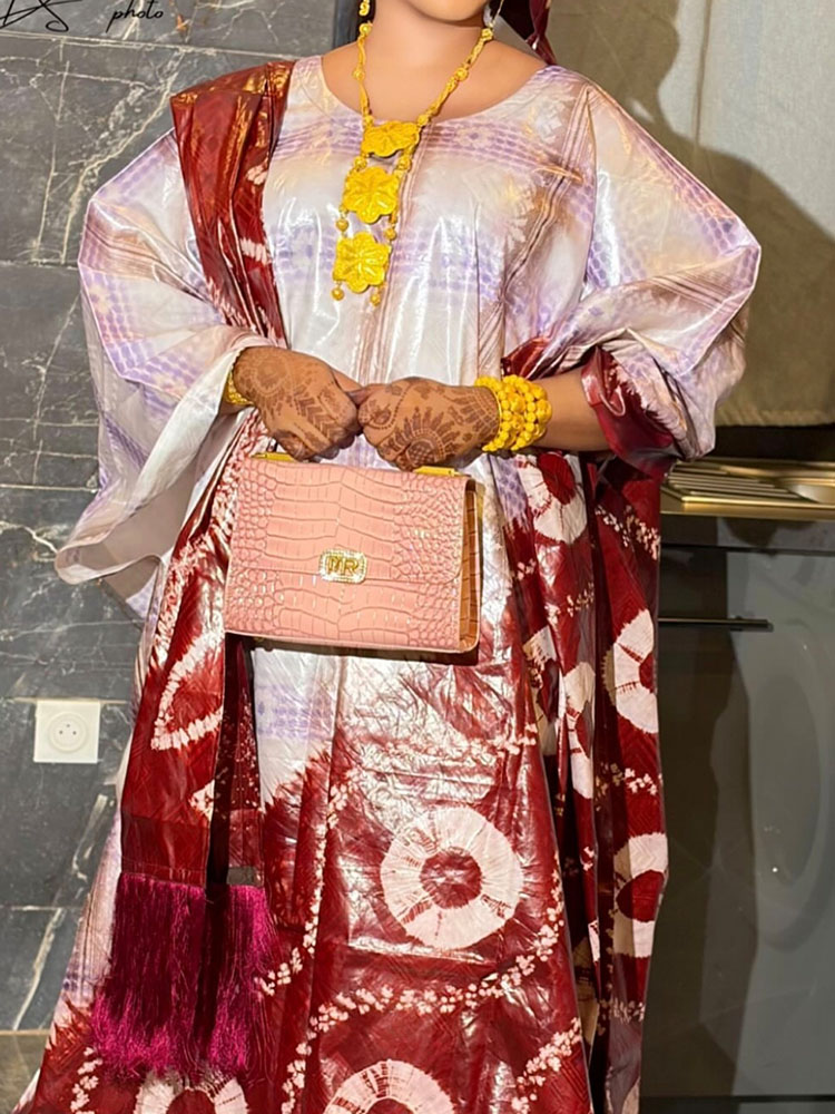 プリント Sengeal ロングドレスアフリカアンカラ毎日パーティー結婚式 Dashiki ローブ Boubou バザンリッシュ光沢のあるロングドレス