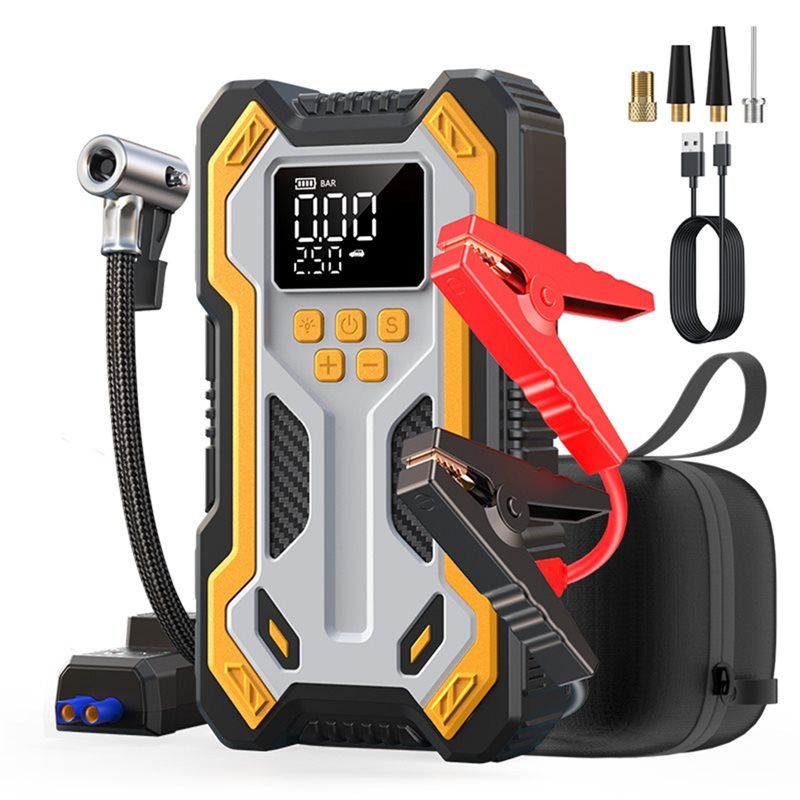 A80X-車ジャンプスターター 10000Mah エアコンプレッサー LCD スクリーンポータブルブースターバッテリー付き