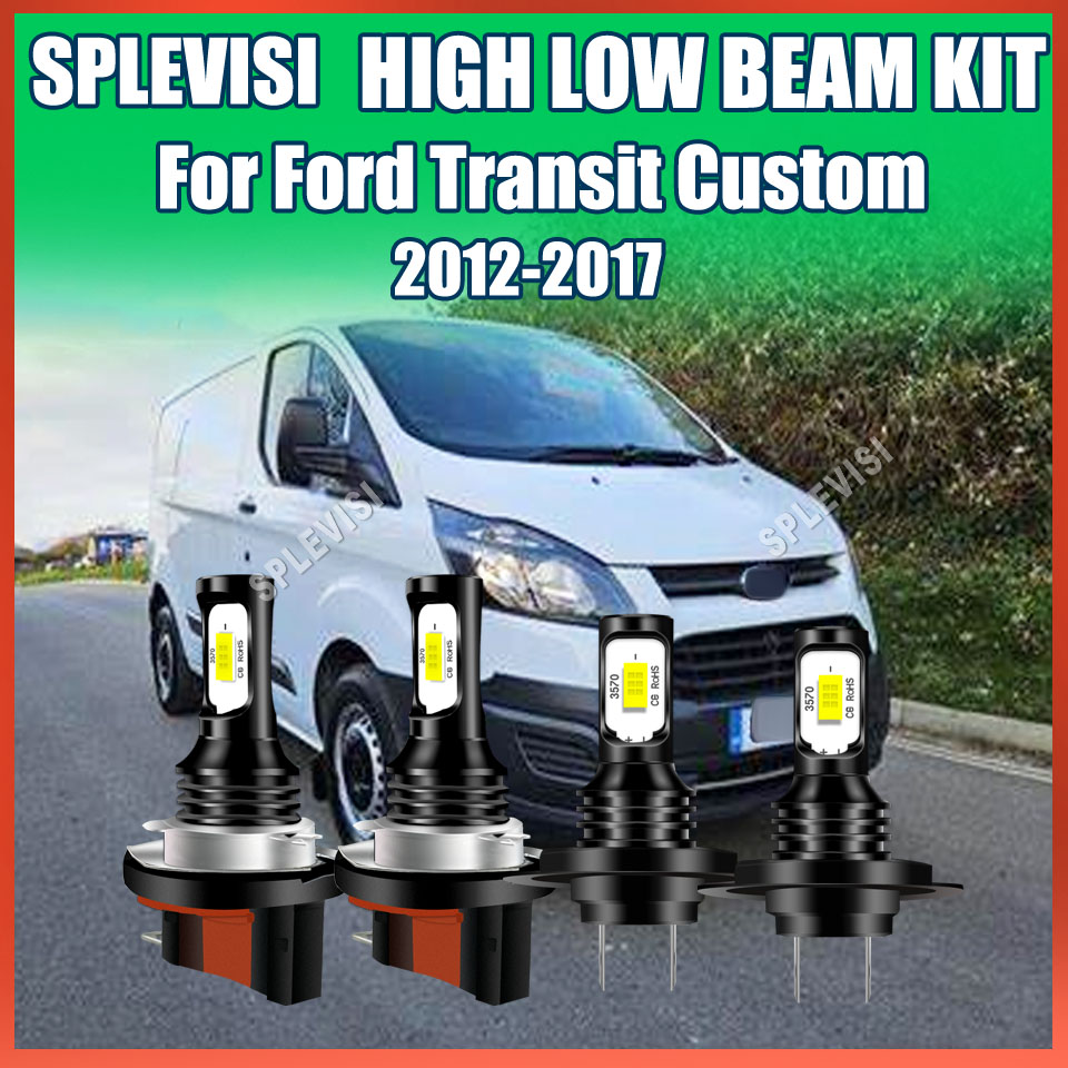 LED ヘッドライトヘッドランプハイビーム/DRL ライトロービーム交換用ハロゲンフォードトランジットカスタム 2012-2017 2013 2014 2015 2016