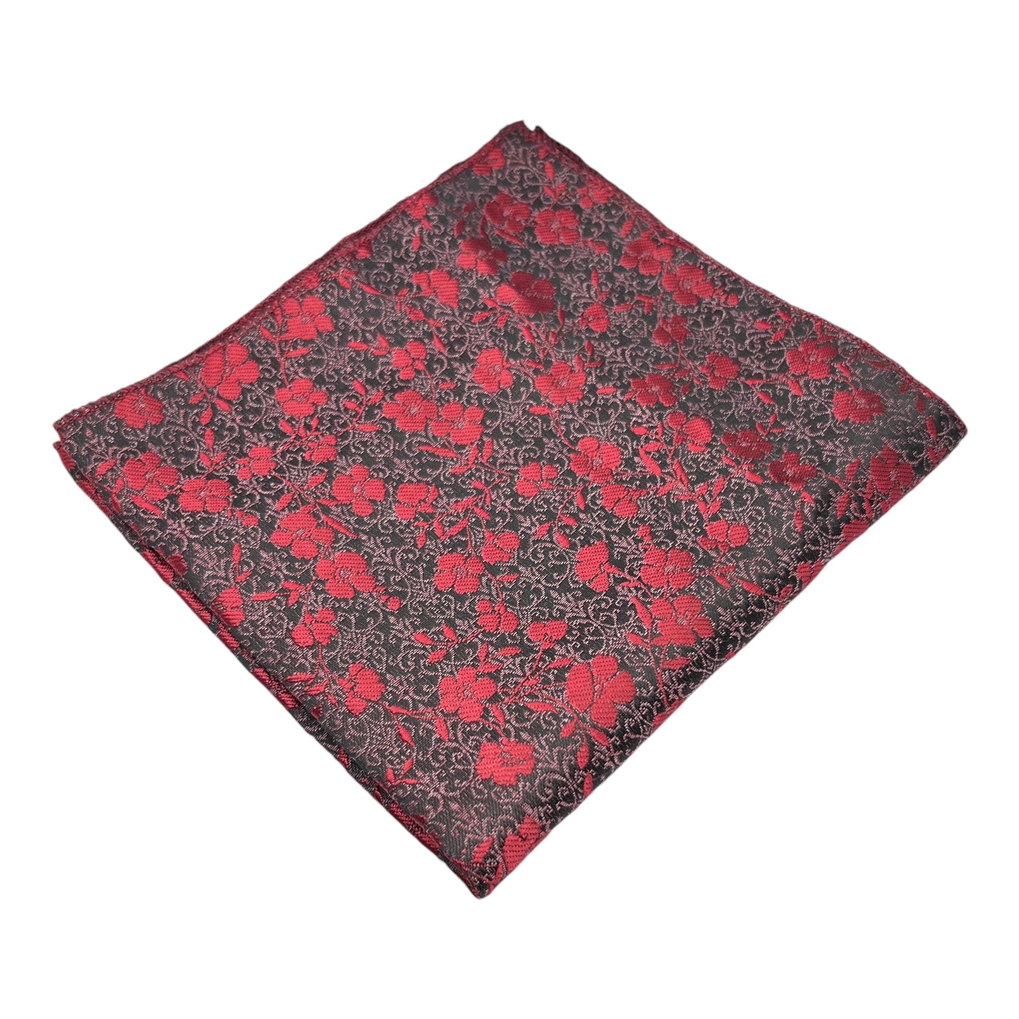 Tie Benon Floral Broad Cashmere Clothing Accessories Combo Tie and Pocket Square in Maroon/Silver/Dark Grey