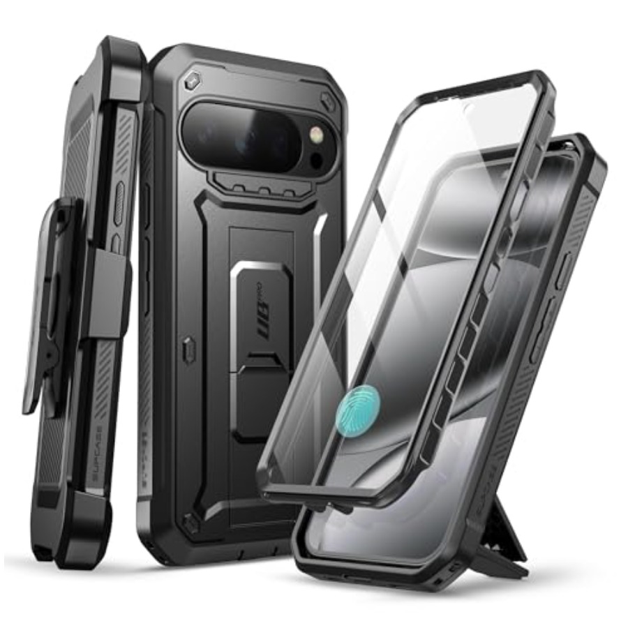 Google Pixel 10/10 Pro ケース スクリーンプロテクター付き Unicorn Beetle Pro 用、[スタンドとベルトクリップ内蔵] [軍用グレードの保護]