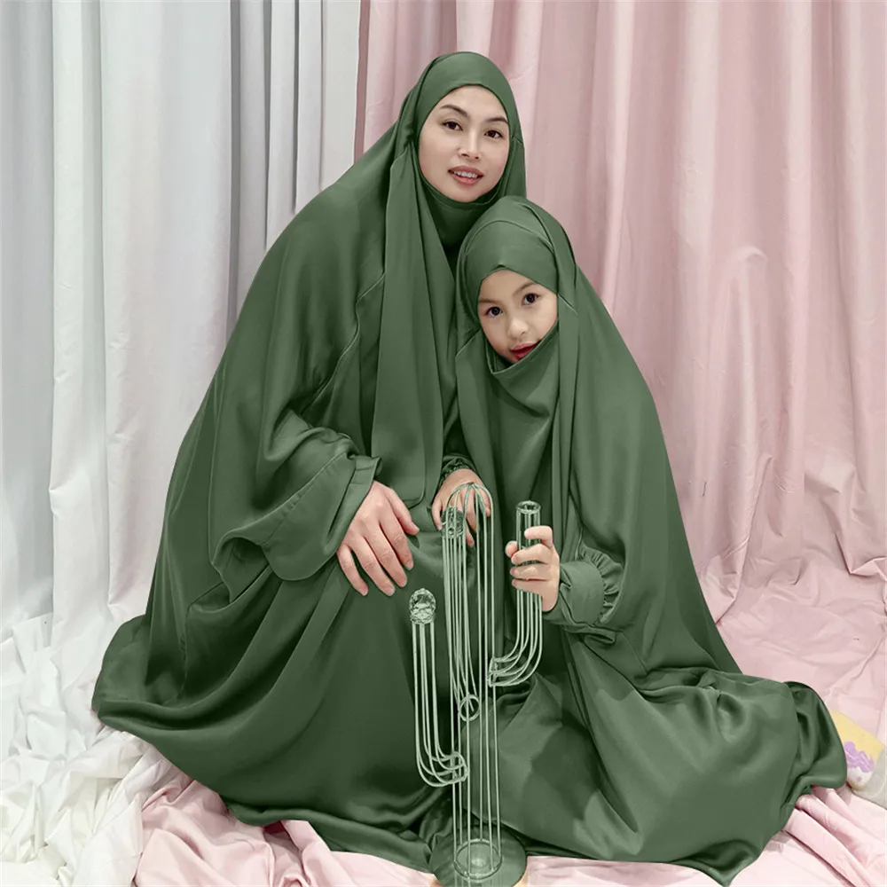 イードキッズガールズイスラム教徒フード付きヒジャブドレス女性アバヤ祈りの衣服子供ローブささやかなドレス女性スカートラマダンイスラム服