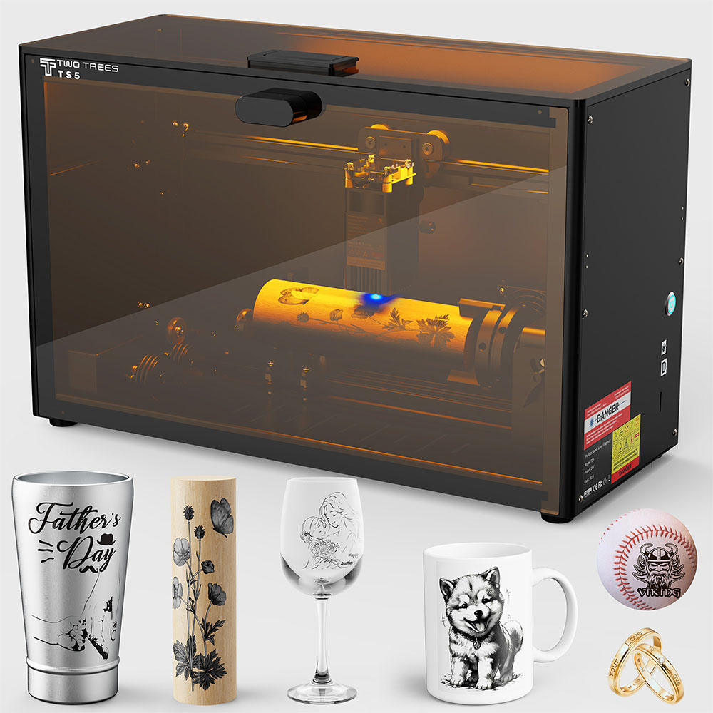 Twotrees TS5 ロータリーレーザー彫刻機 30% スリムボディカップ CNC マシンレーザー彫刻球と円ツール
