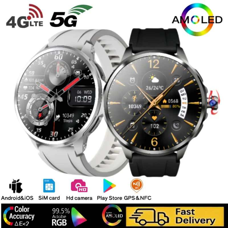 H19 4G LTE スマートウォッチ: 32GB 256GB、900W 回転カメラ、GPS、WiFi、Google Play ストアのサポート、Android ウェアラブル