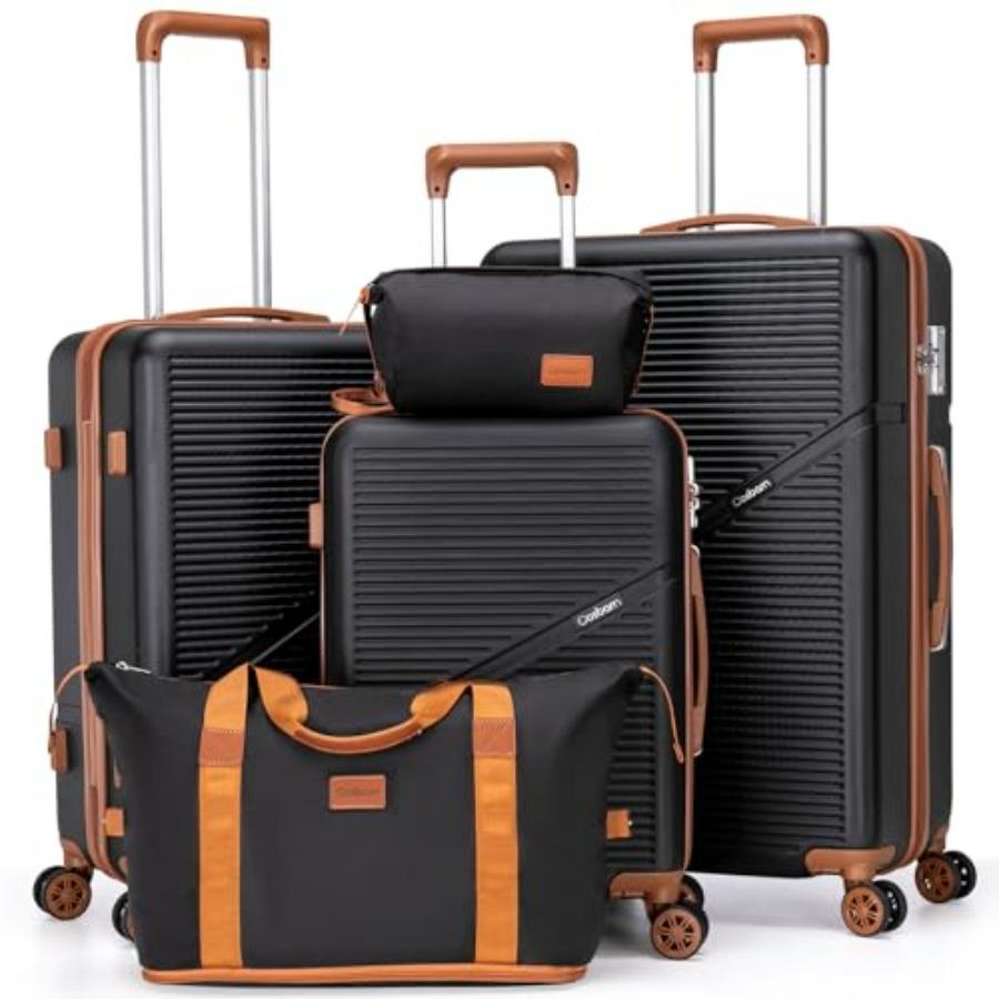 荷物セット 5 個スーツケースホイール付き、スーツケースセット ABS ハードケース荷物 TSA ロックスピナーホイール付き耐久性のある旅行かばん