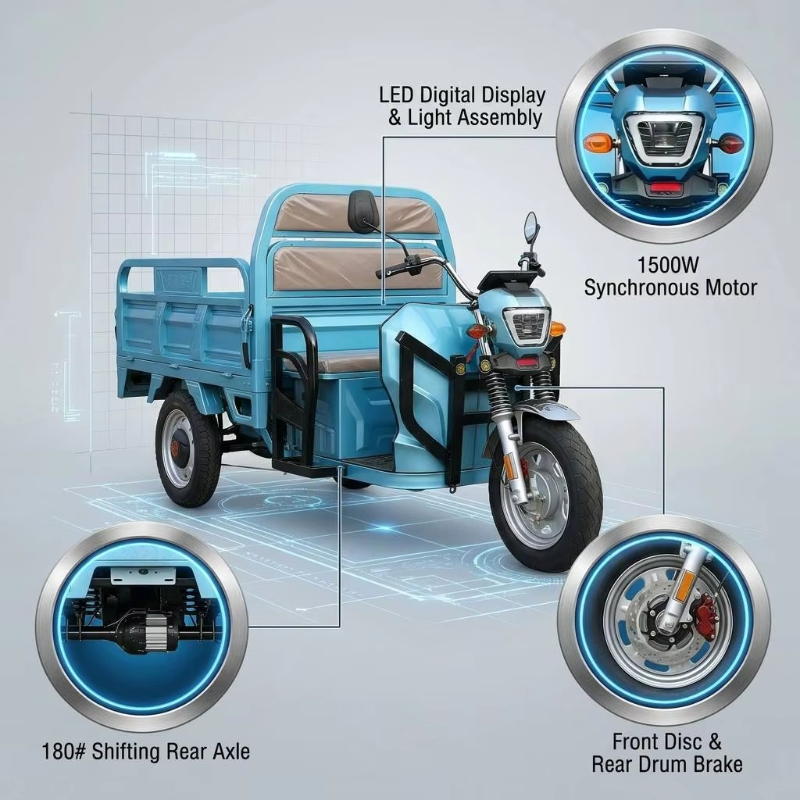 新到着オープンカーゴ電動三輪車車両 1000 ワット電動トライク大人のための 3 輪貨物トライク