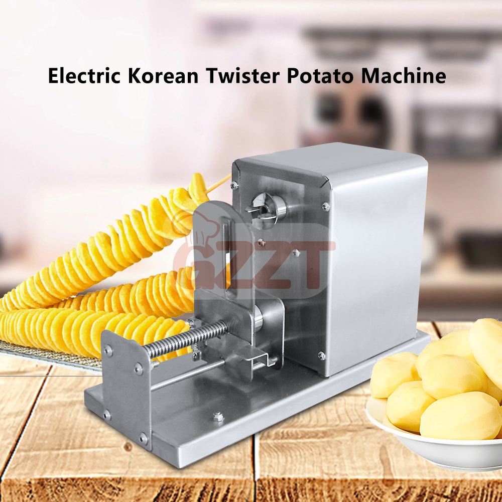 GZZT TPM 電動ポテトタワーメーカー韓国ツイスターポテトマシントルネードポテトカッタースライサーロータリーミクロトーム 110V-220V
