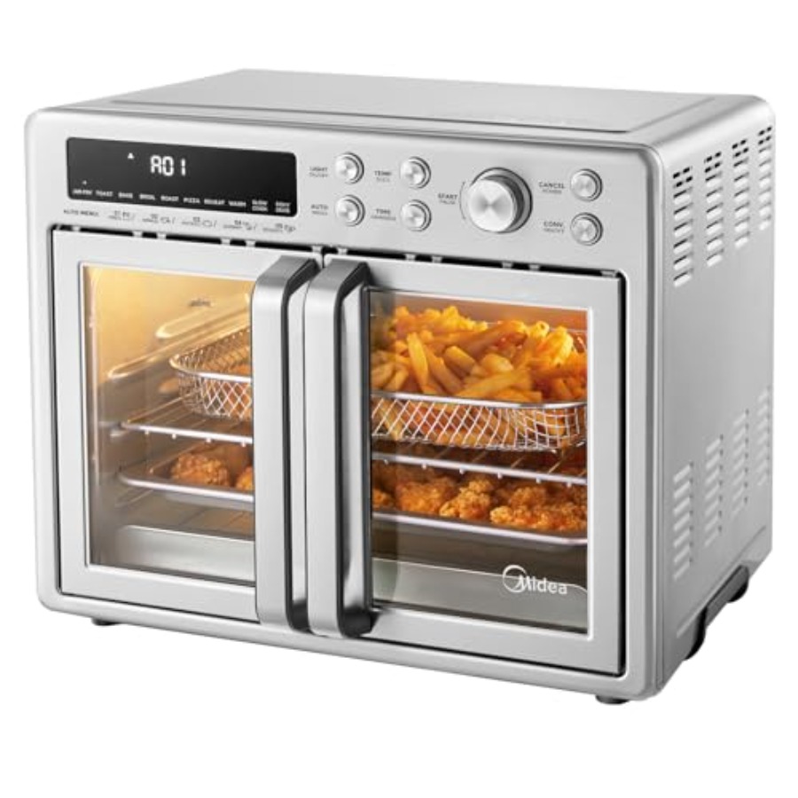 Flexify フレンチドアトースターオーブンエアフライヤーコンボ 26.4 QT 特大エアフライヤーカウンタートップオーブン 10-in-1 コンボ 25 高速調理