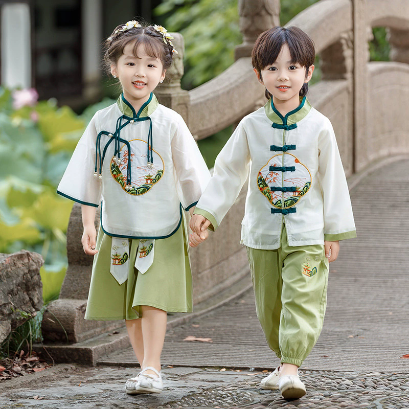 ファッション韓服ガールスーツ唐衣装夏中国風男の子セット子供セットカジュアル子供服パフォーマンスベビー服