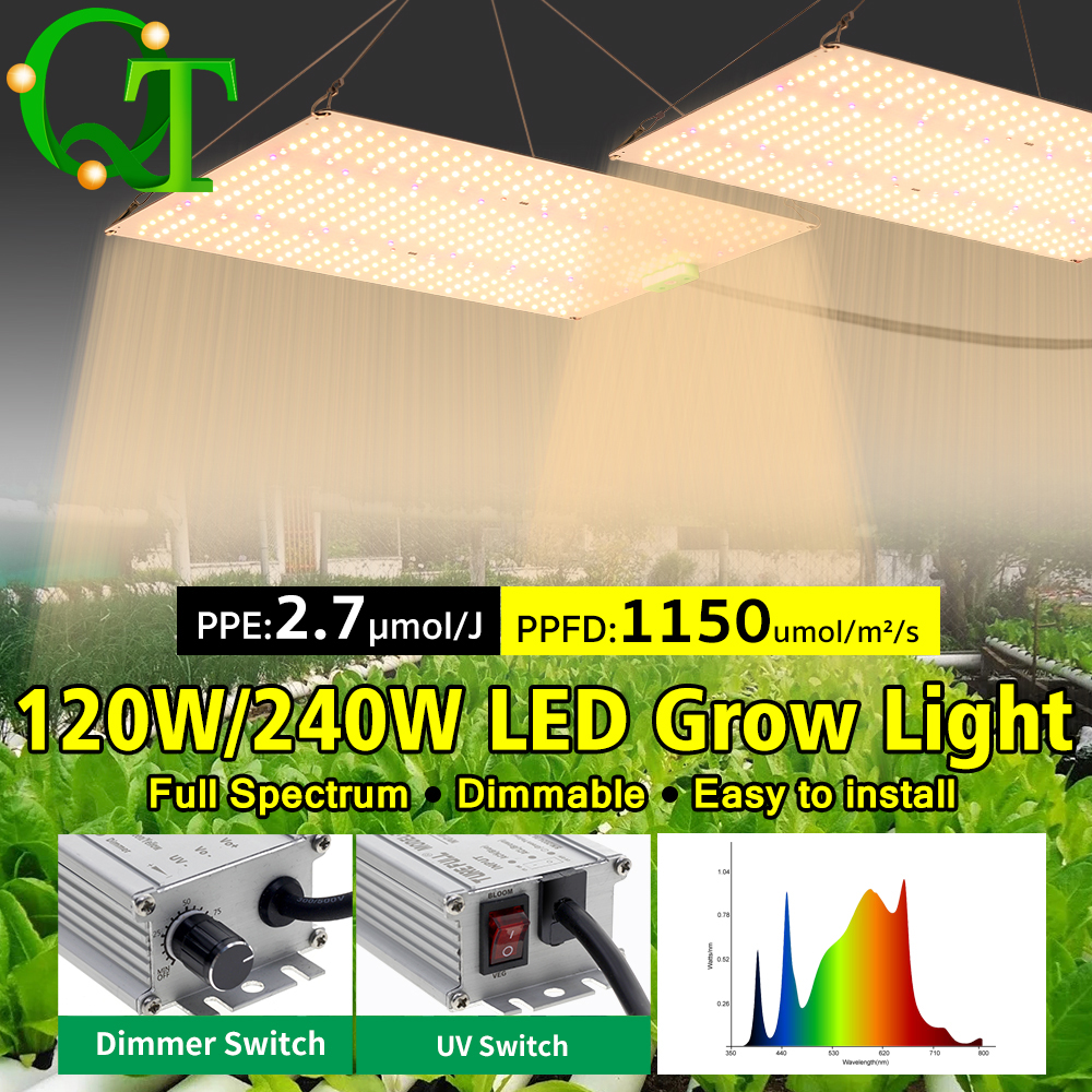 フルスペクトル LED 成長ライト 120W/240W 調整可能なスペクトル付き - UV 個別スイッチ屋内植物成長ライト